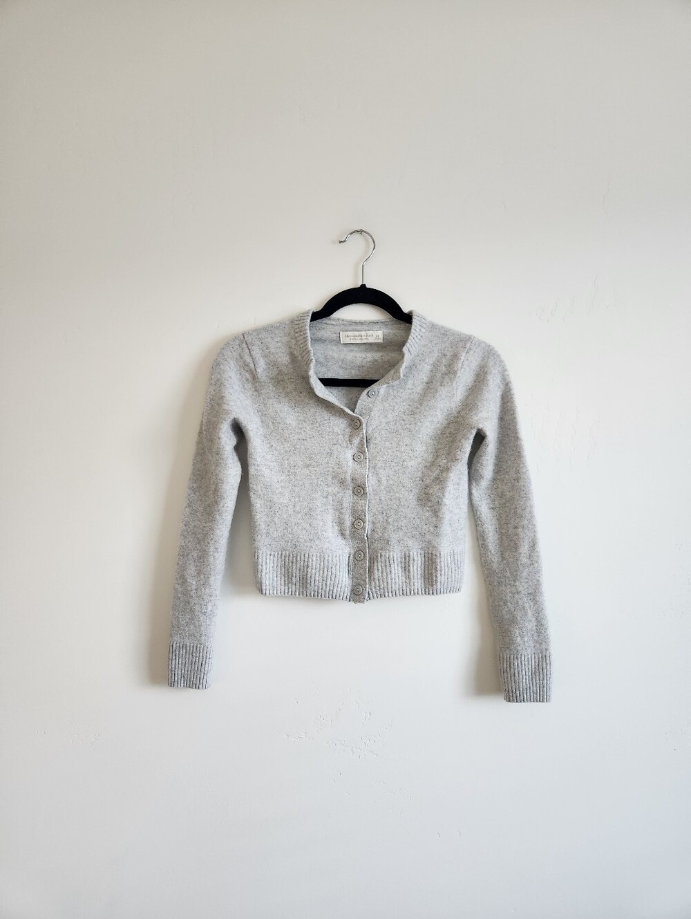 Abercrombie & Fitch 100% Cashmere Gray Crew Neck Cardigan Size XS